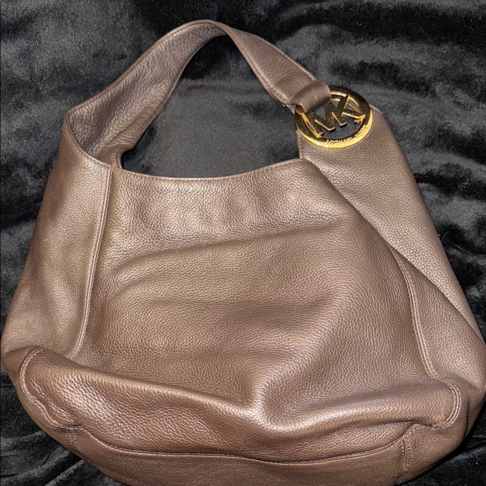 Michael Kors Chocolate Brown Hobo Bag with Gold Detail